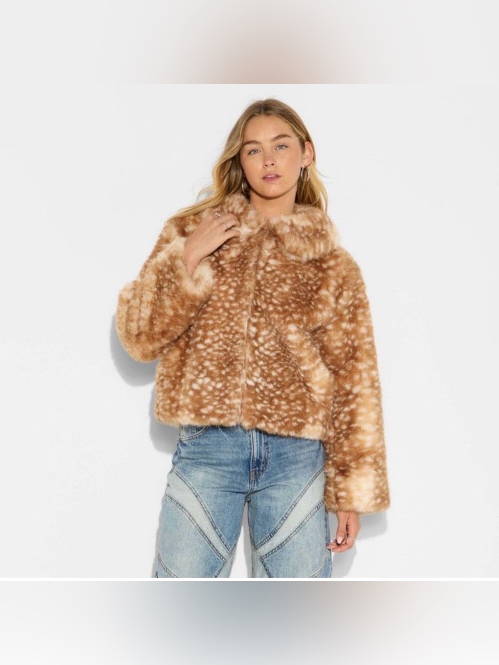 Wild fable deer print faux fur NWT
